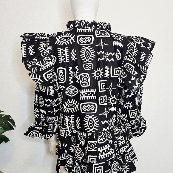 Elegant Multicolor Ruffle Sleeve Top - Picture 5 of 5